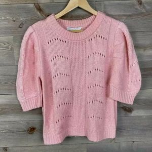 English Factory Anthropolgie Pink Puff Sleeve Sweater